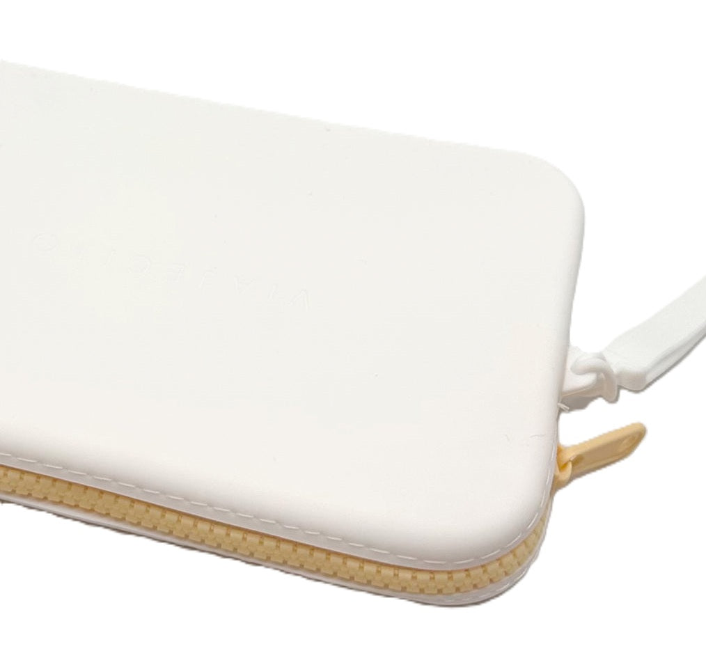 Clutch - White with Yellow Zip