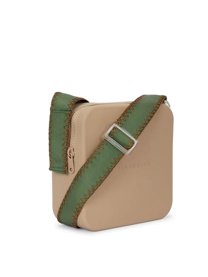 Blanket Stitch XL Set- Fog with Hunter Green Strap with Choco Brown Stitching
