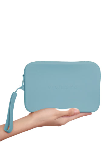 Smoke Blue Clutch With Smoke Blue Zipper